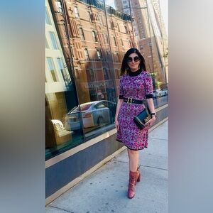 Versace Jeans Collection Purple and Pink Midi Dress